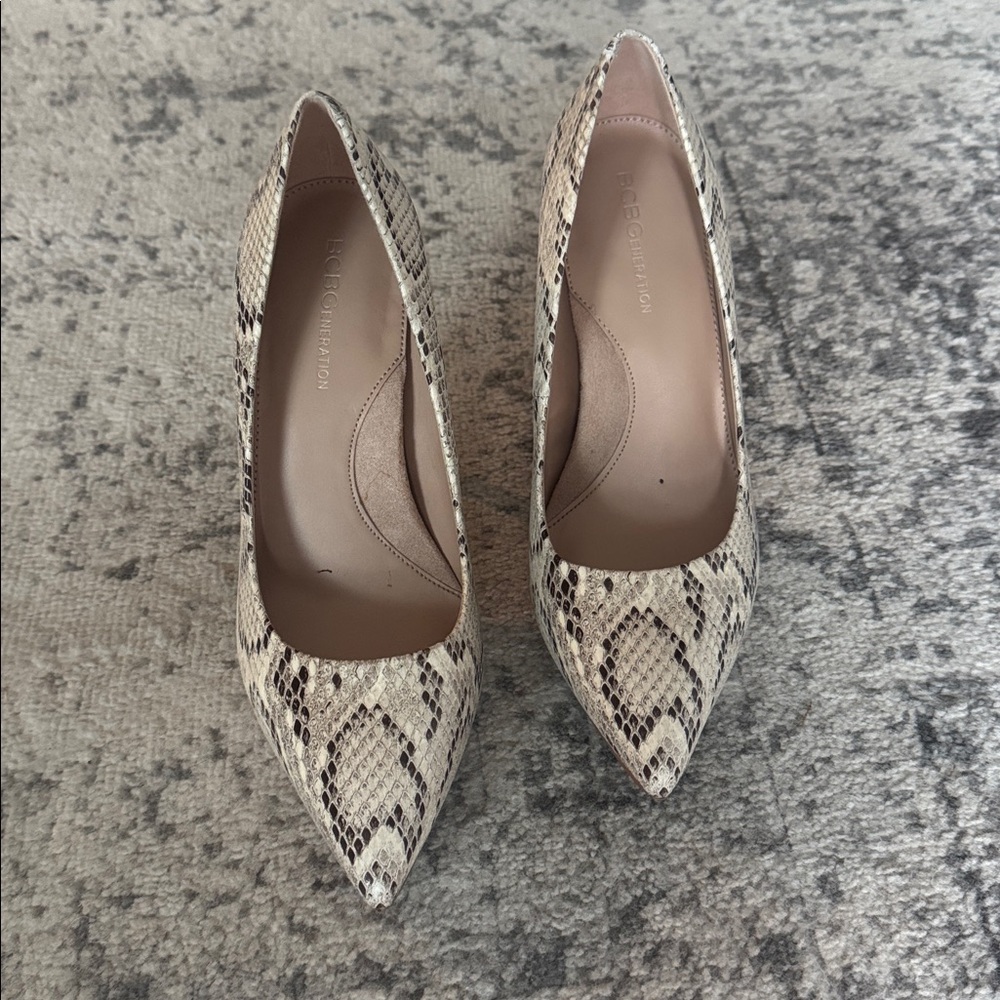 BCBGeneration Snakeskin Heels